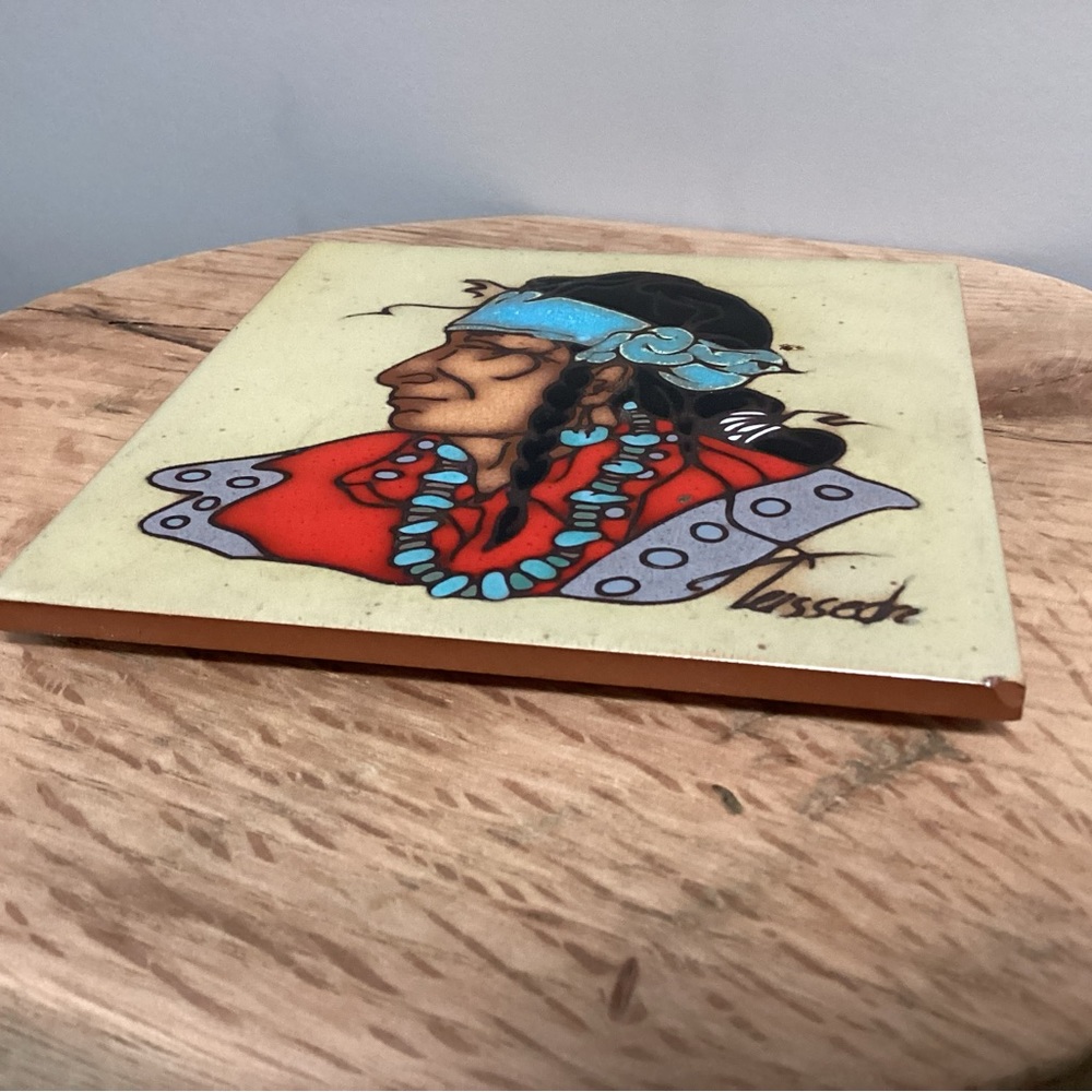 🔴 Vintage - Artist Cleo Teissedre - Kiln Fired - Hand Painted - Ceramic Tile - Picture 7 of 14